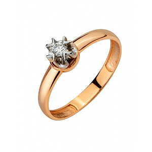 Золота каблучка з діамантом (01-200766223) фотографія