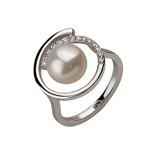 Золотое  кольцо с бриллиантами  и  жемчугом (01-200816023) фотография