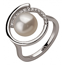 Золотое  кольцо с бриллиантами  и  жемчугом (01-200816023)