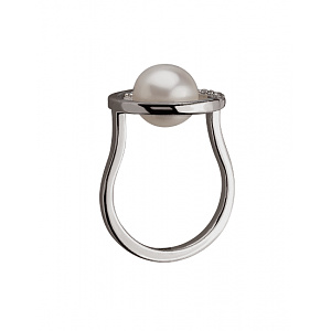 Золотое  кольцо с бриллиантами  и  жемчугом (01-200816023) фотография