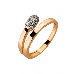 Золотое кольцо с цирконием куб. (01-19252724) фотография