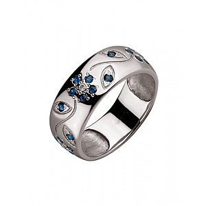 Золотое кольцо с бриллиантами  и  корундами (01-200175224) фотография