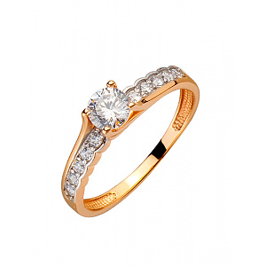 Золота каблучка з цирконієм куб. (01-200395324) фотографія
