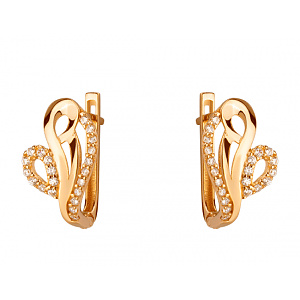 Золотые серьги с цирконием куб. (01-200426924) фотография