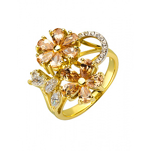 Золотое кольцо с цирконием куб. (01-200438324) фотография