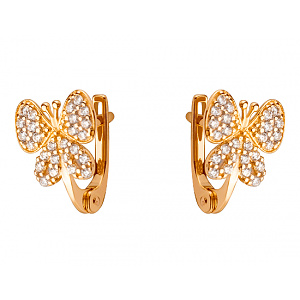 Золоті сережки з цирконієм куб. (01-200468524) фотографія