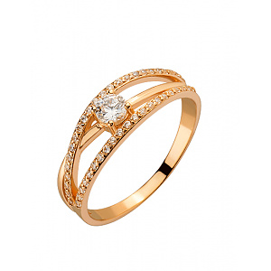 Золотое кольцо с цирконием куб. (01-200539524) фотография