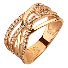 Золотое кольцо с цирконием куб. (01-200606424)