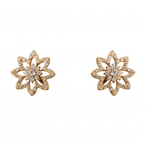 Золотые серьги с фианитами  и  циркониями (1б_с-233) фотография