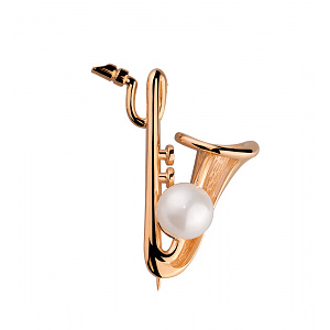 Золота брошка з перлиною (1б_бр-014) фотографія