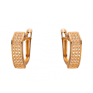 Золотые серьги с цирконием куб. (01-19246925) фотография