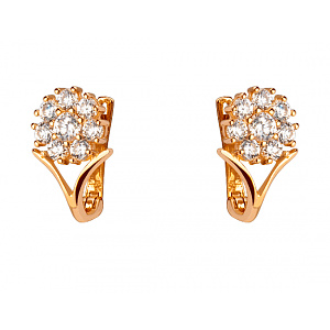 Золоті сережки з цирконієм куб. (01-200388325) фотографія