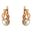 Золоті сережки з перлиною  та  цирконієм куб. 01-200552725 фотографія 1