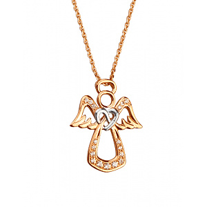 Золотое колье с фианитом (цирконием куб.) (01-200805825) фотография