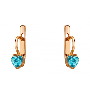 Золотые серьги с цирконием куб. (01-19182626) фотография