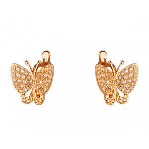 Золоті сережки з цирконієм куб. (01-200392726) фотографія