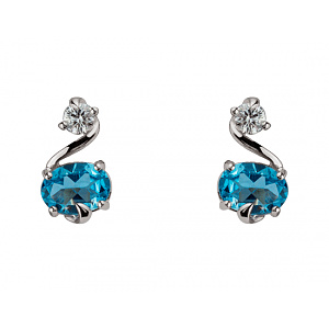 Золотые серьги с бриллиантами  и  топазами (01-200489326) фотография