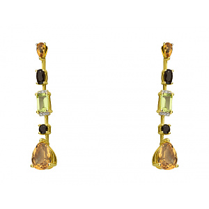 Золотые серьги с кварцами  и  цитринами (01-200575926) фотография