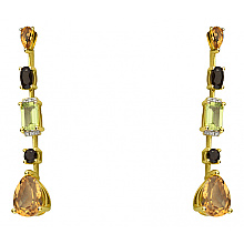 Золотые серьги с кварцами  и  цитринами (01-200575926)