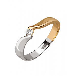 Золотое кольцо с бриллиантом (01-18375427) фотография