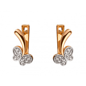 Золоті сережки з цирконієм куб. (01-19243927) фотографія