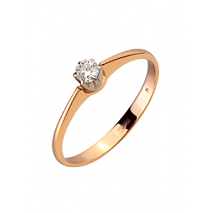 Золотое кольцо с бриллиантом (01-200237227) фотография