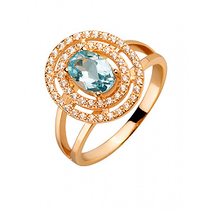 Золота каблучка з топазом  та  цирконієм куб. (01-200364827) фотографія