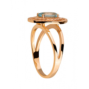 Золота каблучка з топазом  та  цирконієм куб. (01-200364827) фотографія