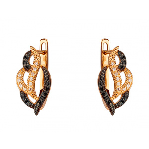 Золотые серьги с цирконием куб. (01-200453027) фотография