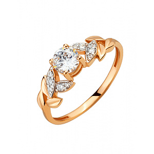 Золота каблучка з фіанітом (цирконієм куб.) (01-200746027) фотографія