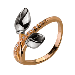 Золота каблучка з цирконіями (4б_к-223) фотографія