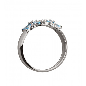 Золотое кольцо с бриллиантами  и  топазами (2б_к-194) фотография