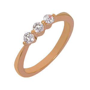 Золота каблучка з цирконіями (1к-253) фотографія