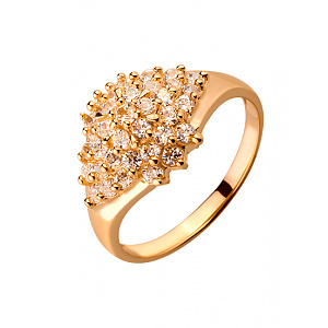 Золотое кольцо с цирконием куб. (01-19096228) фотография