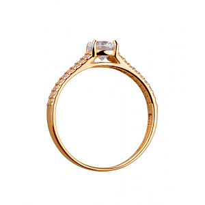 Золотое кольцо с цирконием куб. (01-19201528) фотография