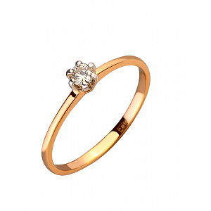 Золотое кольцо с бриллиантом (01-200152628) фотография