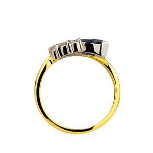 Золота каблучка з діамантами  та  корундом (01-200590128) фотографія