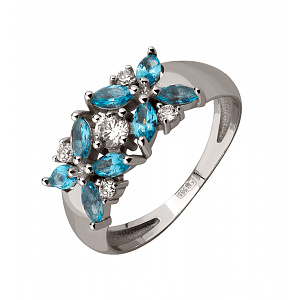 Золота каблучка з топазами  та  фіанітами (2б_к-194) фотографія