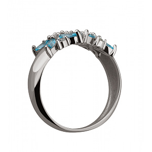 Золота каблучка з топазами  та  фіанітами (2б_к-194) фотографія