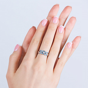 Золота каблучка з топазами  та  фіанітами (2б_к-194) фотографія