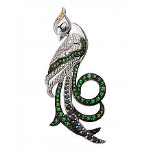 Золота брошка з діамантами, сапфірами  та  топазами (11б_бр-007)