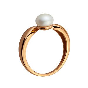 Золотое кольцо с жемчугом  и  фианитами (8б_к-142) фотография