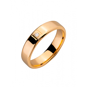 Золота обручка з діамантом (01-200164529) фотографія