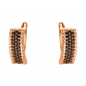 Золотые серьги с цирконием куб. (01-200258029) фотография