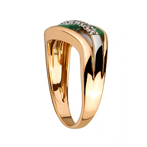 Золотое кольцо с бериллами  и  бриллиантами (01-200438329) фотография