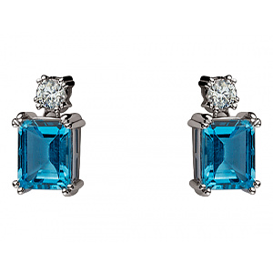 Золотые серьги с бриллиантами  и  топазами (01-200489329) фотография