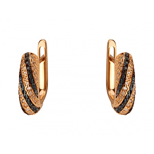 Золотые серьги с фианитом (цирконием куб.) (01-200838329) фотография