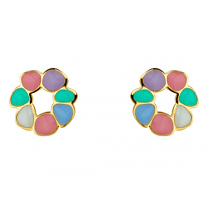 Золоті сережки з емаль (01-200845129) фотографія