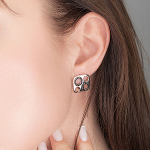 Золотые серьги с камнями Swarovski (11с-152) фотография