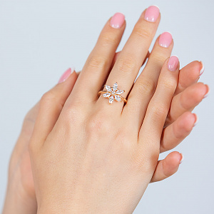 Золотое кольцо с фианитами (1к-237) картинка Золотое кольцо с фианитами (1к-237) фотография